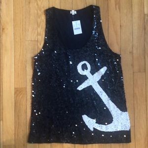BNWT J. Crew anchor navy sequin tank